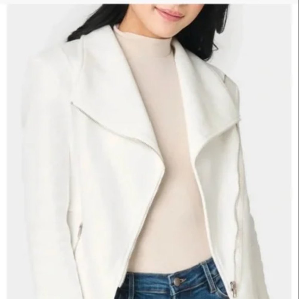 Club Monaco Textured White Moto Style Blazer Jacket Size S